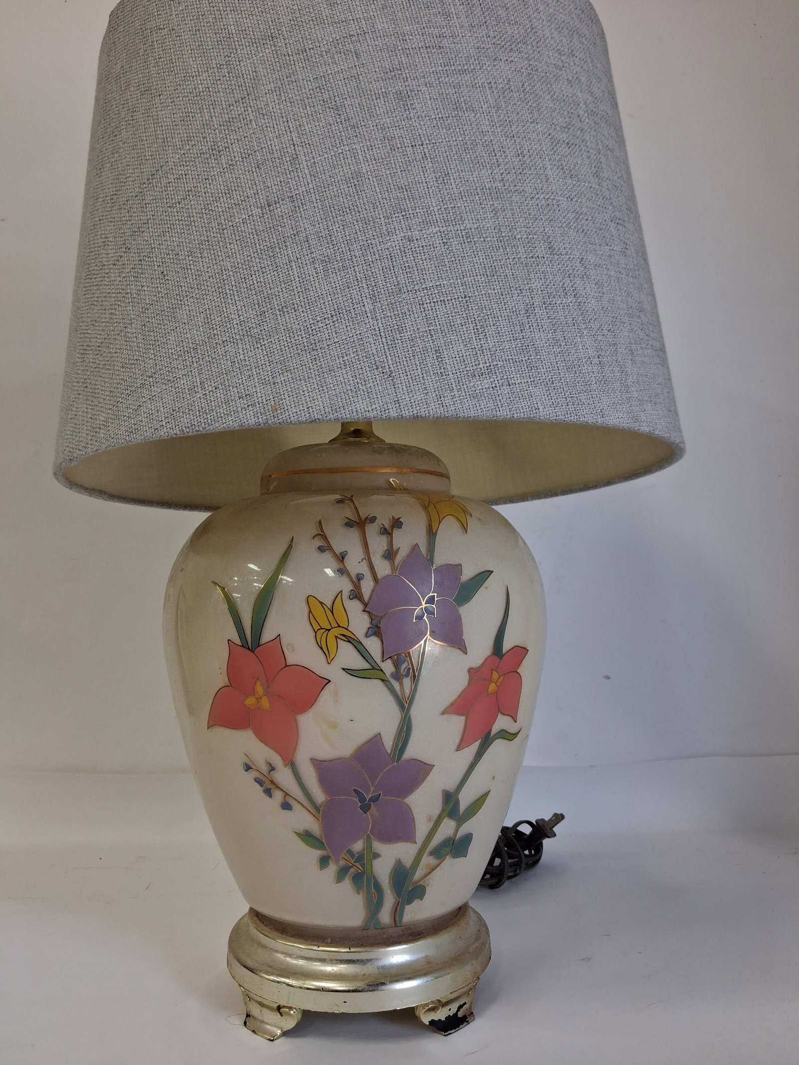 Floral Decorated Lamp: 22.25”H