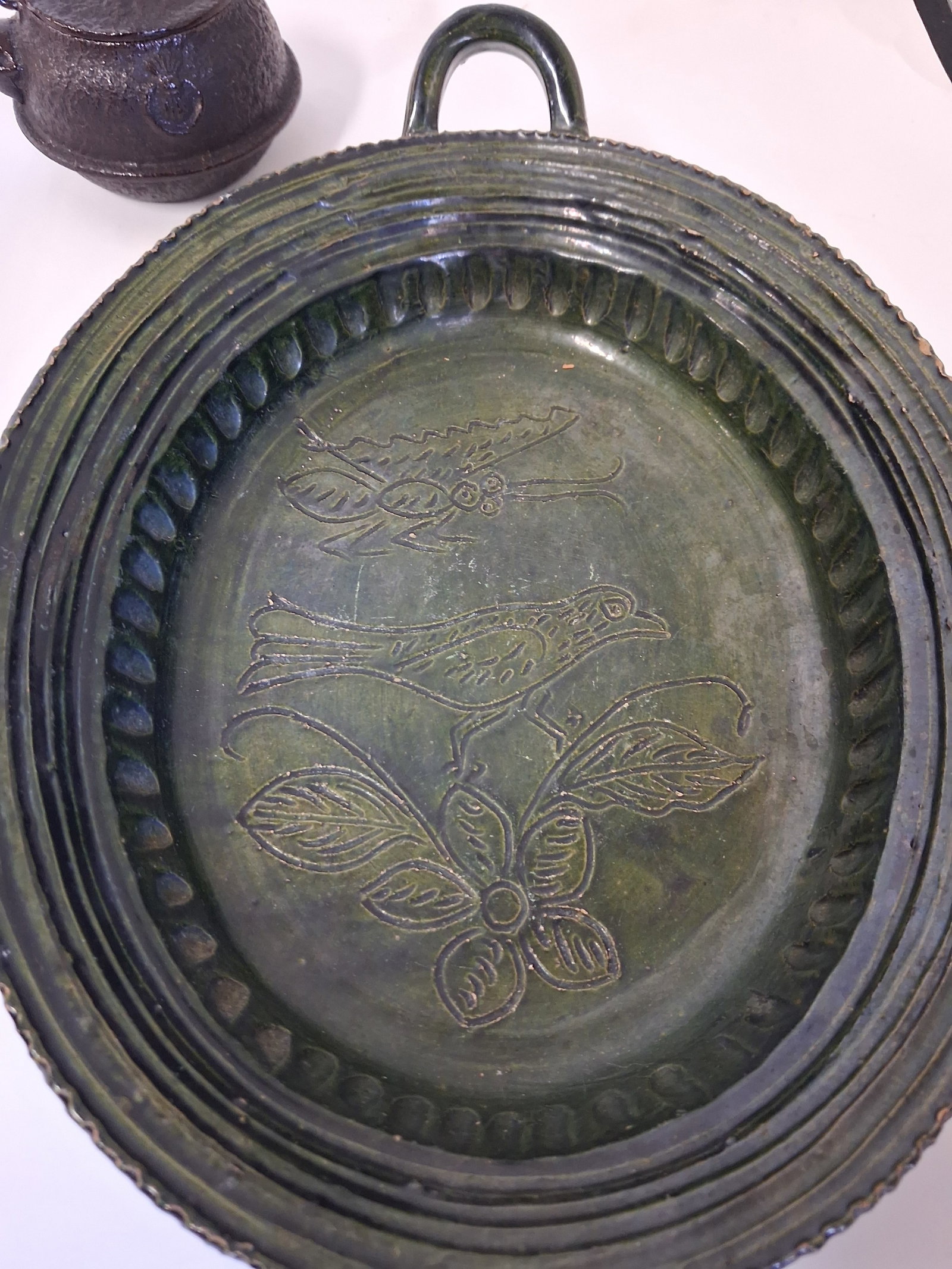 Antique Cast Iron Pot and Pottery Server (1 of 2)
