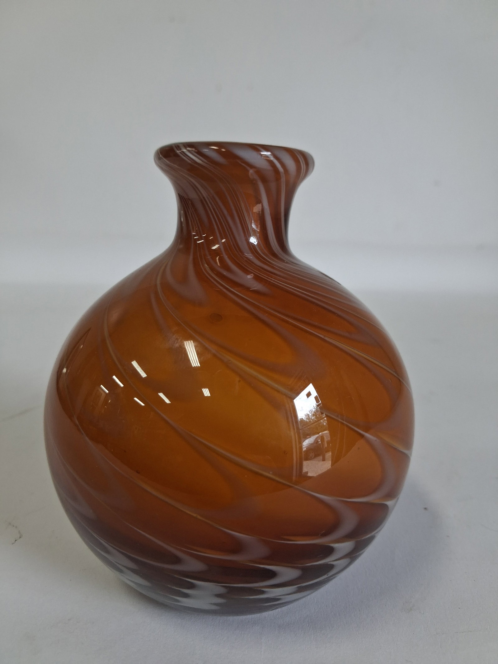 Elements Art Glass Vase with Swirl Design: 5"H. Elements sticker on the bottom