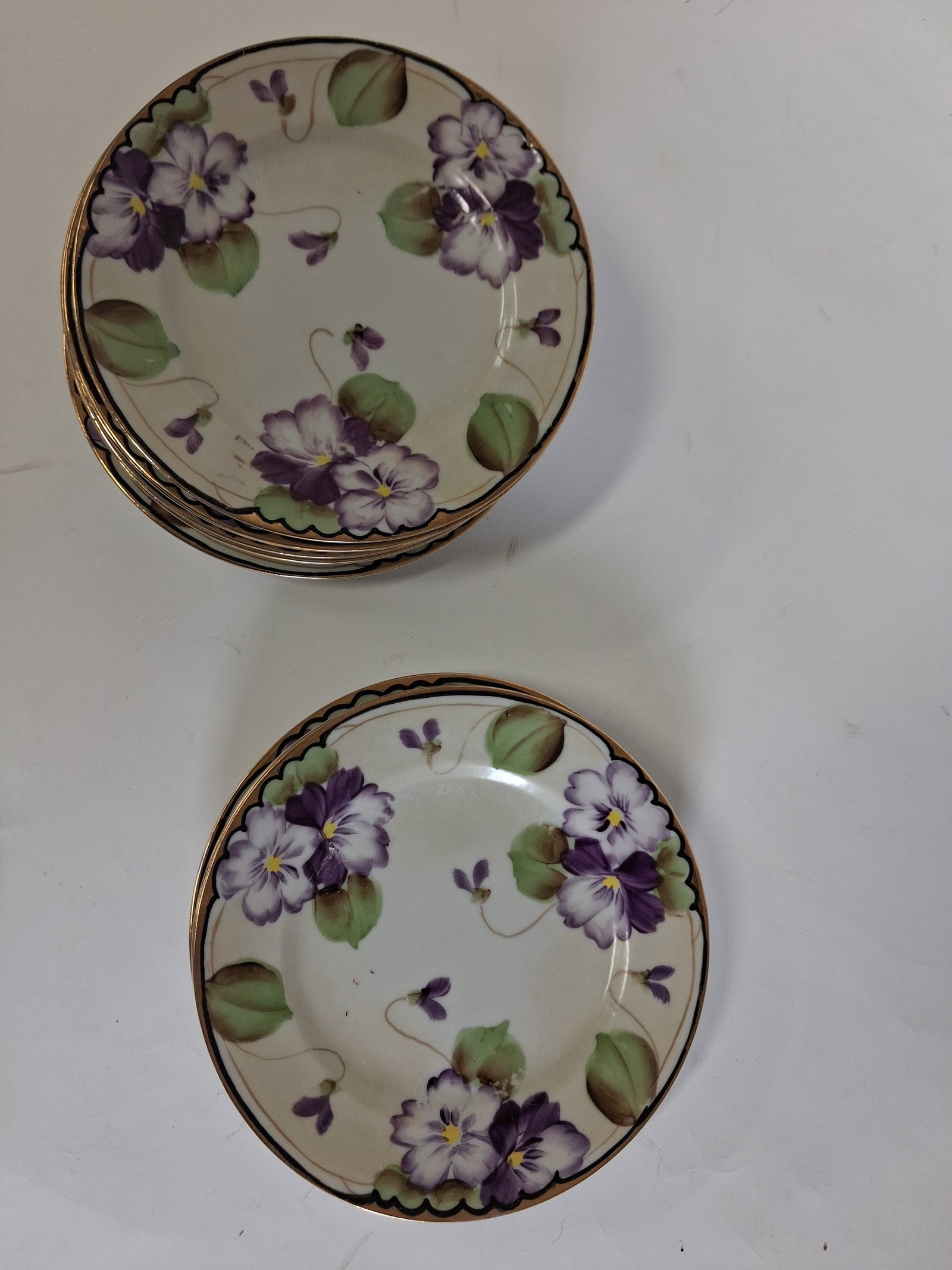 Nippon Purple Flower Plates (10) (1 of 2)