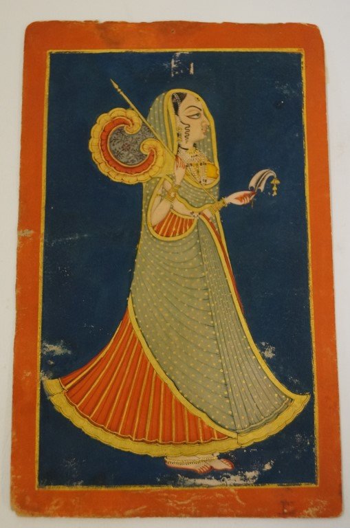 Tempera, Rypal princess: Well detailed tempera painting on paper of a Rypal princess. 4.25" x 6.5"