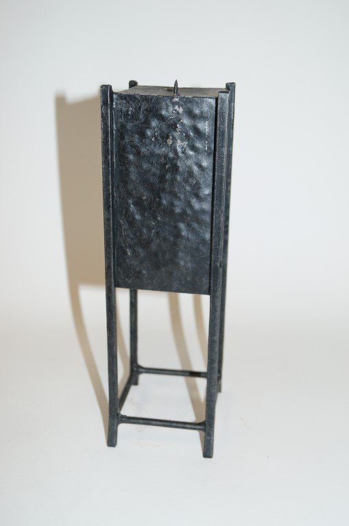 1920'S Copper Arts & Crafts Candleholder: Of the pricket type. Raised on a four footed base. 9 3/4"
