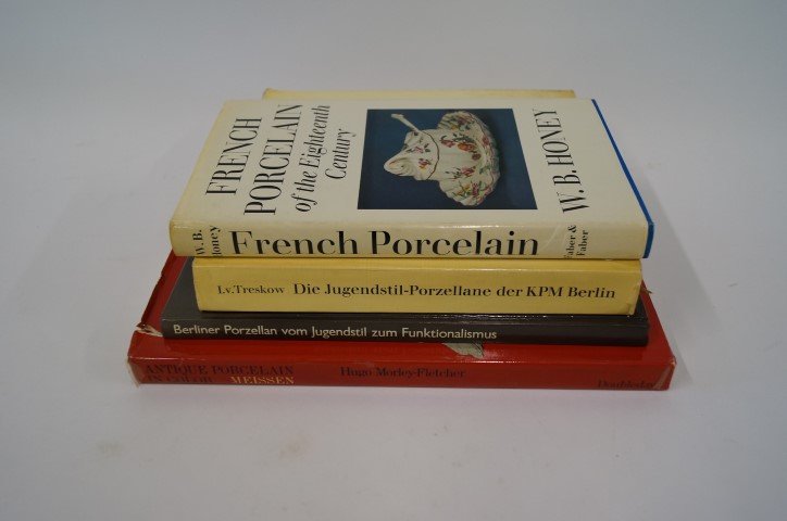 Four(4) Books: Antique, German and French Porcelains: Antique Porcelain in Color; French Porcelain; Die Jugendstil-Porzellane der KPM Berlin; Berliner Porzellan vom Jugendstil zum Funktionalismus