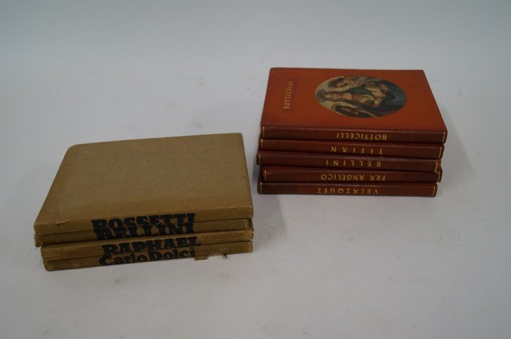 Nine(9) Volumes: Masterpieces in Color: Incl. : Raphael, Dolci, Botticelli, etc. Some leather bound