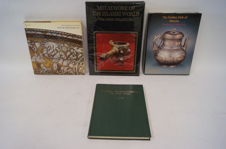 Four(4) Books: Islamic Metalwork: Mayer, Islamic Metalworkers and Their Works; Esin Atil, Renaissance of Isla: Art of the Mamluks; Komaroff, The Golden Disk of Heaven: Metalwork of Timurid Iran; Allan, Metalwork of the Islamic World: 