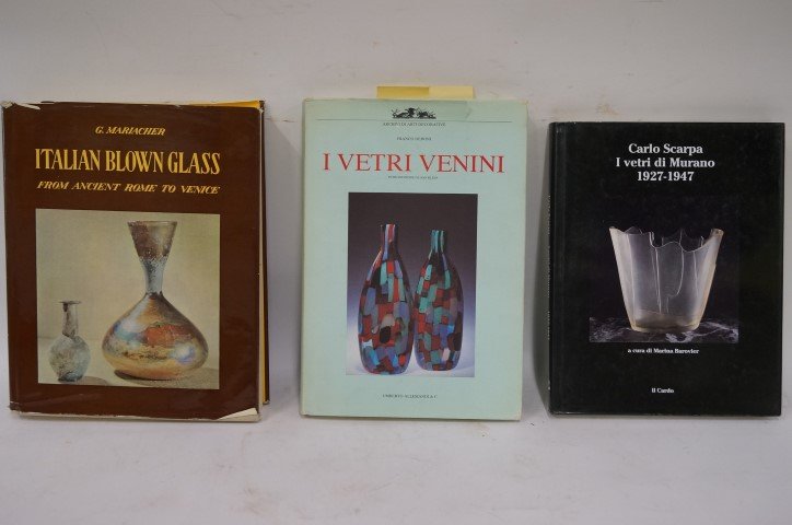 Three(3) Books: Italian Glass: Carlo Scarpa: I Vetri Di Murano 1927-1947; Deboni, I Vetri Venini; Mariacher, Italian Blown Glass