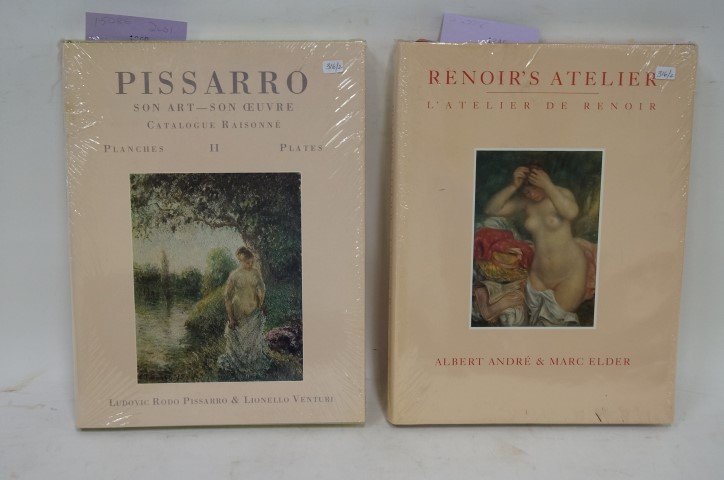 Renoir's Arelier and Pisarro I & II: Albert Andre and Marie Elder; Alan Wofsky (Renoir's Atelier). Pisarro, Ludovic Rodo and Venturi, Lionello. Pisarro - Son Art-Son Oeuvre, catalogue raisonne, Vol I & II. Text and plates. Both shrink wr