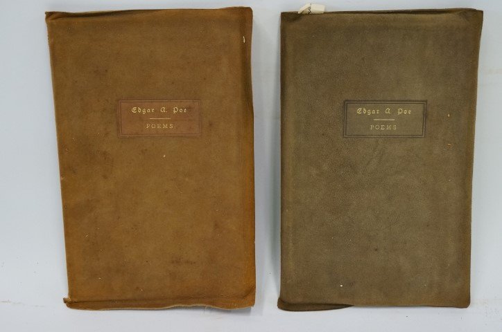 Roycroft books - Edgar A. Poe Poems (2): Done into a printed book by The Roycrofters, East Aurora NY 1901. Suede cover.