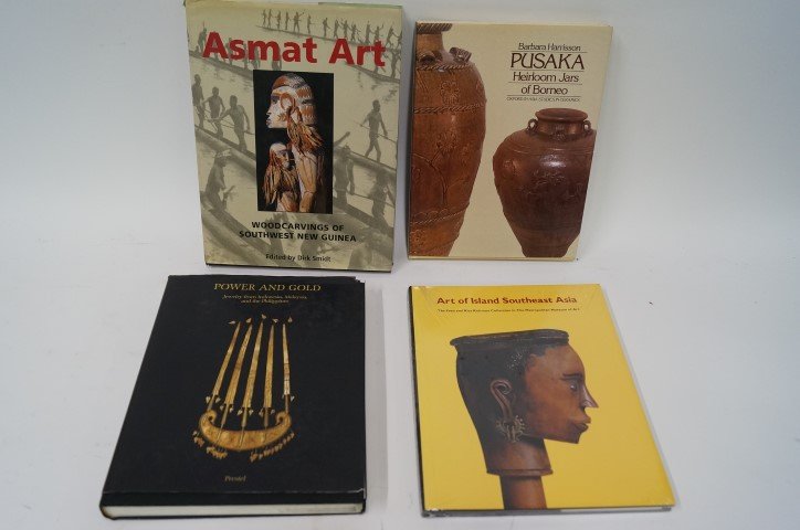 Four(4) Books: Tribal Art: D. Smidt. Asmat Art: Woodcarvings of Southwest New Guinea; S. Rodgers. Power and Gold: Jewelry from Indonesia, Malaysia and the Phillipines; B. Harrisson. Pusaka: Heirloom Jars of Borneo; Art of Islan