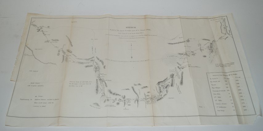 Sketch of the Wagon Road of Lt. Colonel Cooke: Lt. Colonel Phillip St. George Cook and the Mormon Battalion took a more southerly route through the Guadelupe Mountains and the Tueson, and produced this modest but important map. It records only the