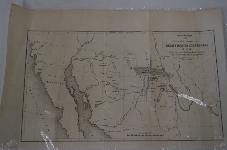 Extract from the Treaty Map of Disturnell: This map and the associated report constitue Col. James Duncan Graham's refutation of John R. Bartlett. it claims to be an extract from the Disternell map which was used to settle the Mexican War and 