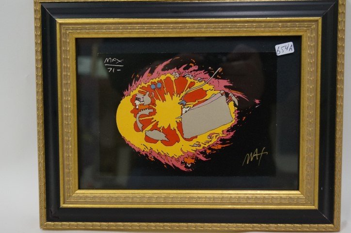 Peter Max print signed: Traveling in the Light. 1971. Signed in gold felt pen; 4.5in. X 6.5in.