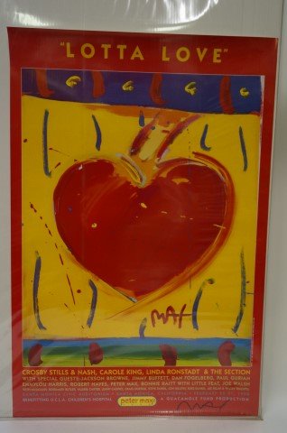 Peter Max print signed: Lotta Love Concert. 1998. Signed in black felt pen; 36in. X 24in.