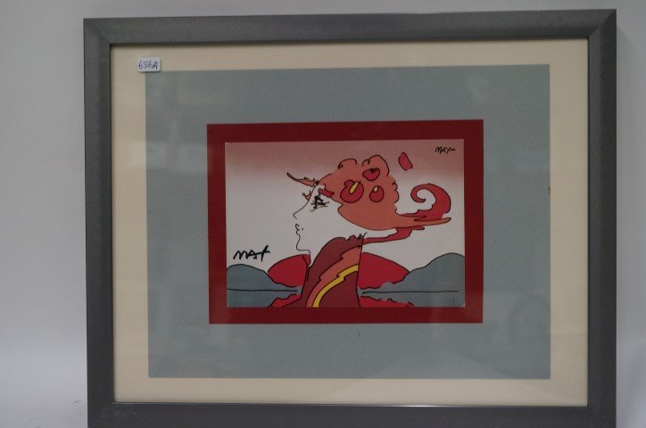 Peter Max print signed: Mountain Girl. 1979. Signed in black felt pen; 4.5in. X 6.5in.