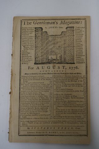 The Gentleman's Magazine - August, 1776: London. Printed for D. Henry, at St. John's Gate; 8.25in. X 5.25in.