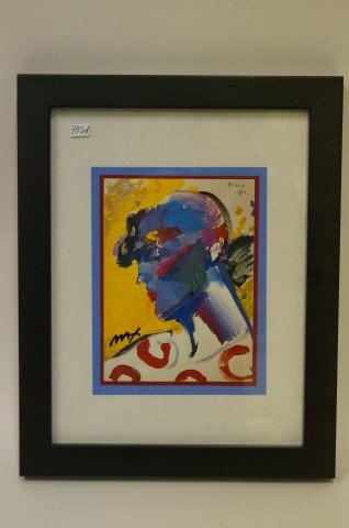 Peter Max print signed: Palm Beach Lady. 1977. Signed in black felt pen; 6.5in. X 5in.