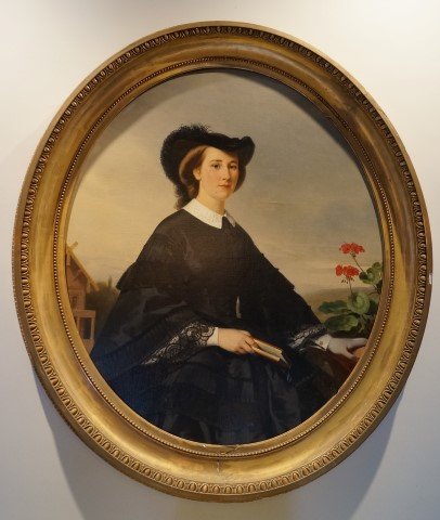 Winterhalter, Franz. Oil ; Princess Orloff: Oil on canvas, a dramatic portrait of Catherine Troubetskoy, Princess Orloff attributed to Franz Winterhalter.Married to Nicholas Orloff, the Prince Regent of Russia, this portrait shows the princess 