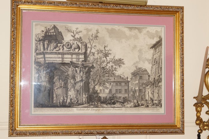 18th C. Italian Engraving-Piranesi-1st Edition: Tempe di Vedutto. Framed. 17" x 24"