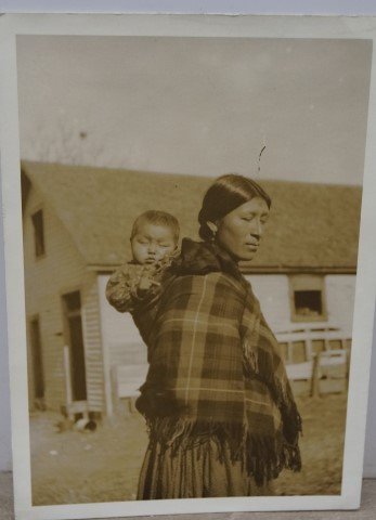 Sioux Photograph by Marble: Young Sioux lady and baby photographed at Fort Thompson. Harmon Percy Marble.