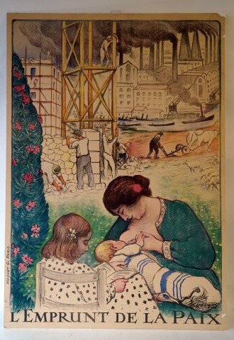Vintage Poster: L'Emprunt De La Paix: Henri Lebasque. C.1920; 44.5in. X 31in. Dry mounted