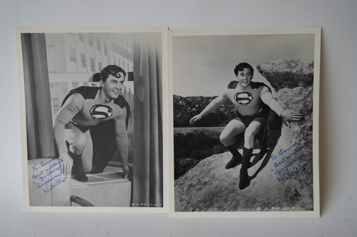 Signed Kirk Alyn Superman Photos (2): Two in the lot. 8" x 10"