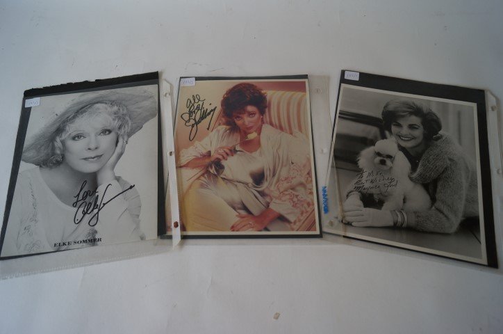Sgd. Photos. Collins, Sommer, Lord: Signed celebrity photographs, To Mike, Best Wishes, Marjorie Lord; All Love,Joan Collins and Love, Elke Sommer. Three in the lot. All 8" x 10"