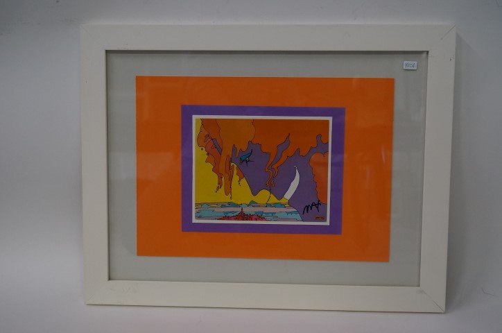 Peter Max print signed: One Nation Under God, This Blessed Country. 1976. Signed in black felt pen; 6.25in. X 8in.