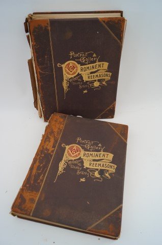 Portrait Gallery of Prominent Freemasons (2): Throughout the United States, John C. Gorston & Co. Masonic Publishers, Philiadelphia, PA. Large paper edition. With biographical sketches. Illustrated with steel plate portraits. 1892. Two volumes in
