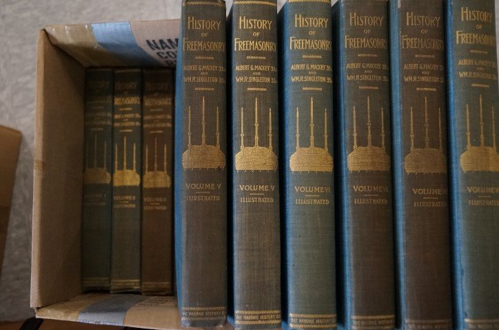 History of Freemasonry Books: All volumes by Mackey and Singleton. All illustrated. 1898. Vol !; Vol II (2); Vol III(3); Vol IV (3); Vol. V (3); Vol VI (2); Vol VII (2). The Masonic History Company