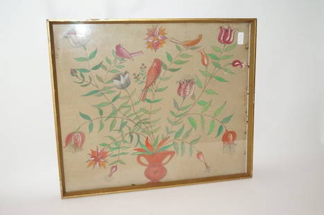 Art Deco Watercolor: Flowers and Birds; 20.25in. X 24.25in.