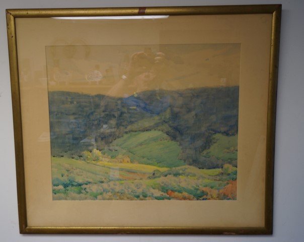 Arthur J.E. Powell; American Watercolor Painting Signed: Watercolor on paper, Clearing signed l.. And iscribed and dated 1929. Exhibition label affixed to reverse; 19.5in. X 23.25in.(sight size)
