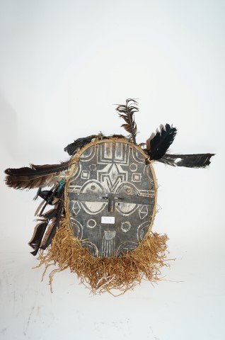 African Batice Tribe Mask: African Discord Half Moon mask, Batice Tribe, Congo; 15in. H.