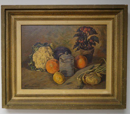 Robert Brackman; Oil Painting Signed: Oil on masonite, Table Arrangement No.12 signed l.l. and inscribed on reverse; 13.75in. X 18in.