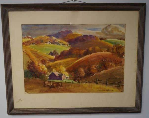 Irwin D. Hoffman; American Watercolor Painting Signed: Watercolor on paper, Rolling Hills signed l.r.; 15.5in. X 22.25in.(sight size)