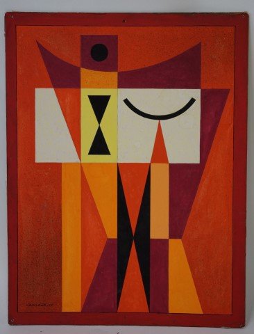 Mario Carreno; Caseine Painting Signed: Caseine on board, Twilight signed l.l. and dated '55; Inscribed on reverse; 15in. X 11.5in.