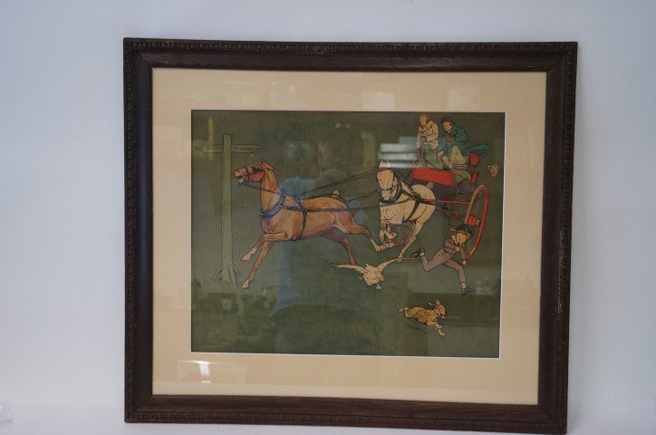 Framed English Print: To Brighton , To London by Cecil Aldin; 16in. X 20in.