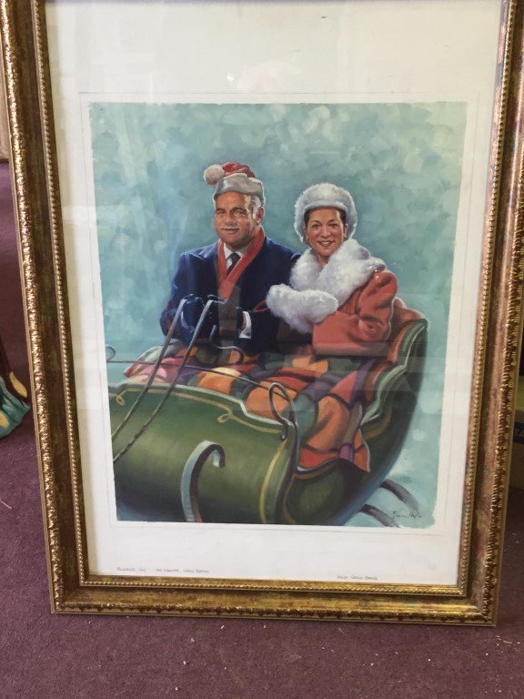 Garin Baker; American Illustration Oil Painting Signed: Oil on board, The Sleigh Ride signed l.r. Illustration for the Ashland Corporation; 20.5in. X 16.5in.