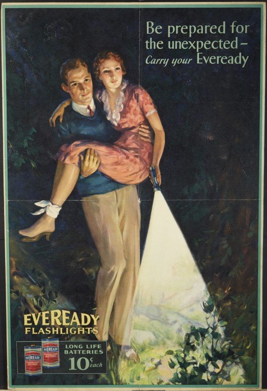 Eveready Flashlight Sign: Lithography on board. ; 30" x 20 "