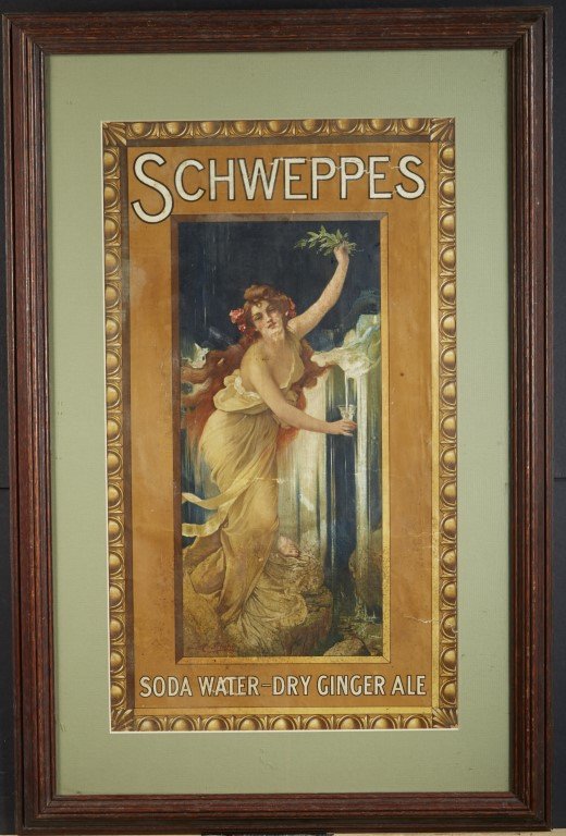 Schweppes Advertisement: Lithography on paper. Matted and framed.; 28" x 18 1/2"