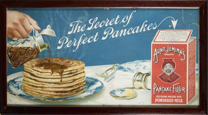 Aunt Jemima's Pancake Flour Ad: Lithography on cardboard. Framed.; 12 x 22"