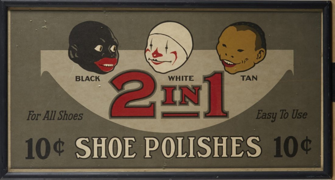 Shoe Polishes Advertisement: Lithography on paper. Framed. ; 12" x 22"