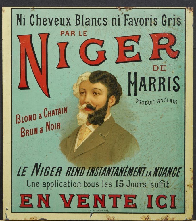 Niger de Harris Advertisement: C. 1902. Paris. Lithography on metal.; 15 1/4" x 13 1/2"