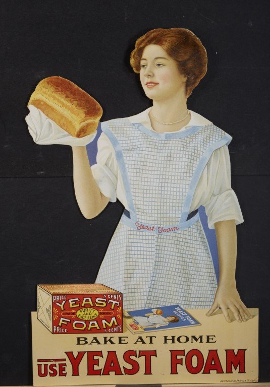 Yeast Foam Die-Cut Advertisement: Ketterlinus Philada. & Chicago. Lithography on cardboard.; 20" x 12 3/4"