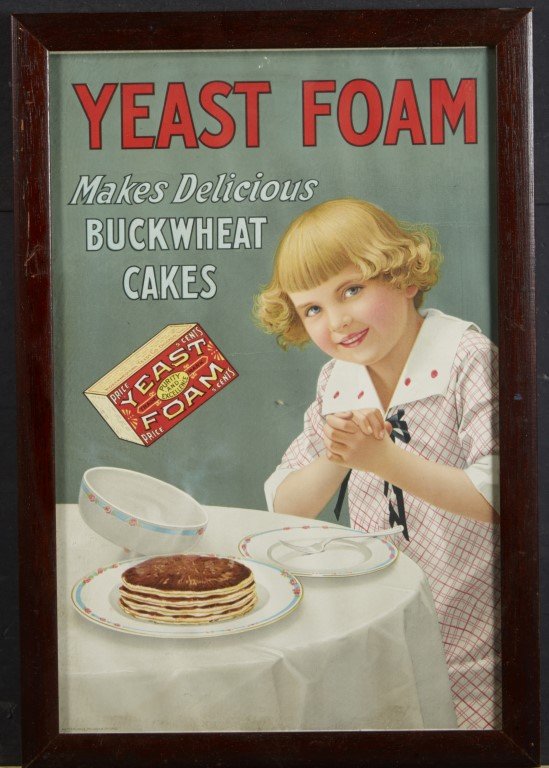 Yeast Foam Advertisement: Makes Delicious Buckwheat Cakes" Lithography on paper.; 14 3/4" x 9 1/2