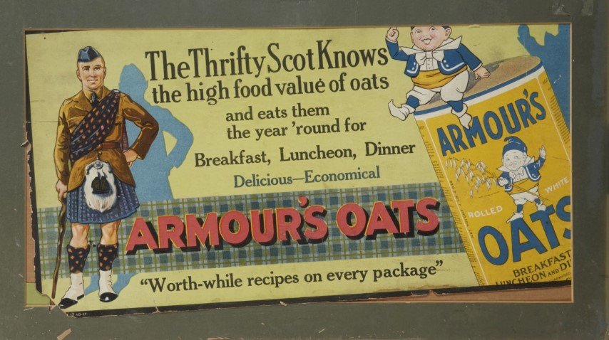 Armour's Oats Advertisement: Lithography on Paper. Condition: missing bottom left corner.; 10 1/2" x 20"