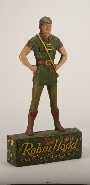 Robin Hood Shoes Figural Display: Shoes for Boys & Girls" Features Robin Hood posing. ; 18" x 9