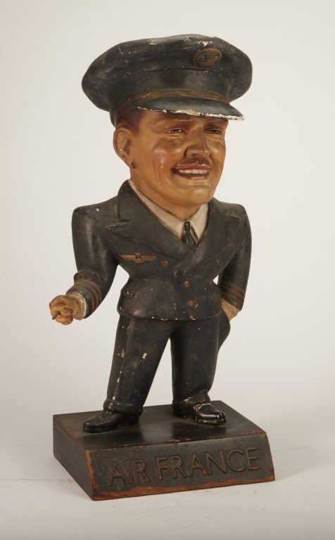 Air France Figural Display: Painted plaster figure of a pilot; 21 x 10"