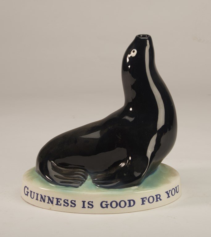 Guinness Porcelain Seal Display: Guinness is good for you" Made in England Carlton Ware.; 7 1/2 x 7