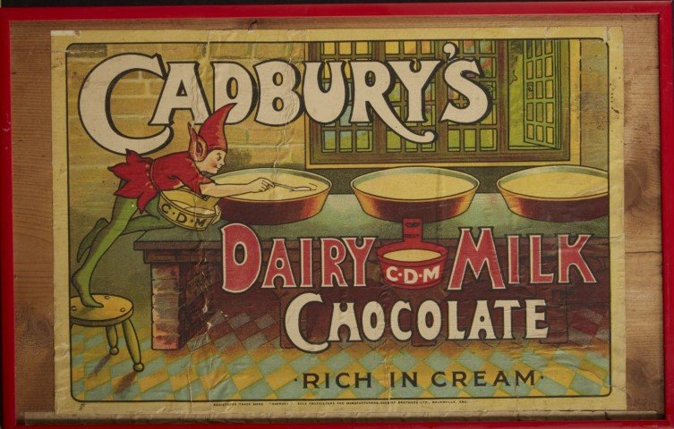 Cadbury's Chocolate Sign: Lithography on paper. Condition: Some Creasing.; 7 1/2" x 11 1/4"