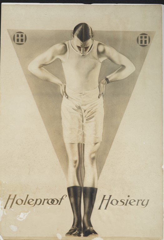 Holeproof Hosiery Sign: Lithography on paper. Condition: Some paper loss not affecting the image. ; 25 3/4 x 18"